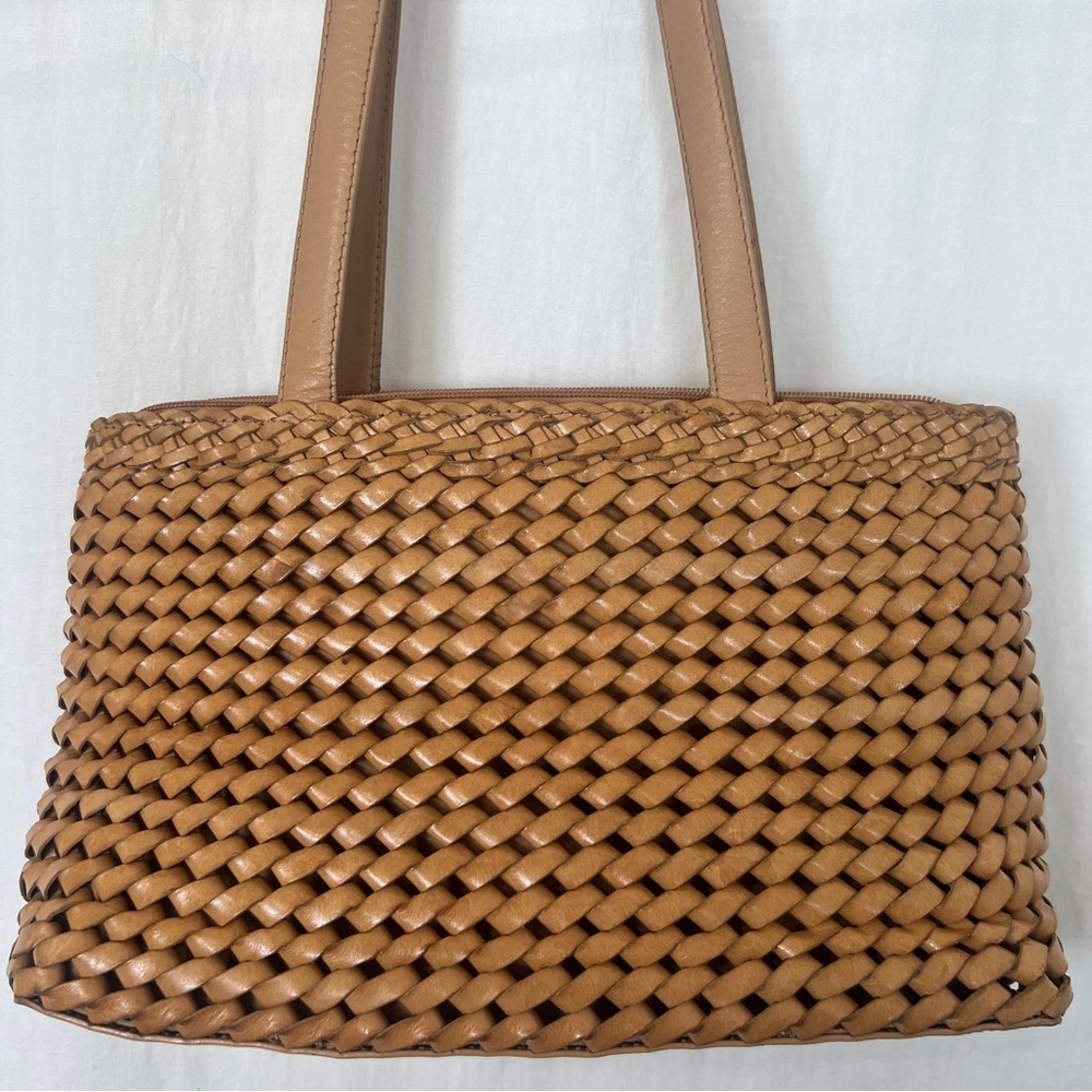 Vintage Fossil Leather Woven Handbag